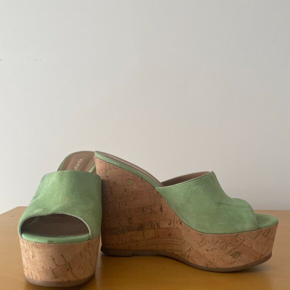 Naná Suede Cork Wedge Mules - Picture 6 of 10